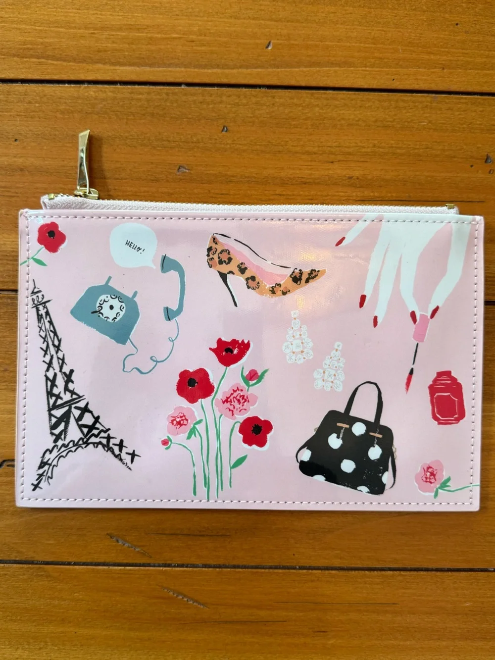 NWOT Kate Spade NWOT Pink Paris Chic Eiffel Tower Pencil Pouch/Cosmetic Case